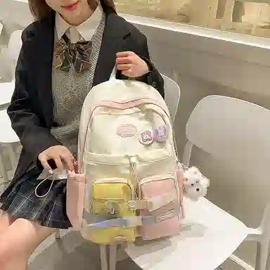 揽月 简约撞色可爱校园通勤 尼龙 双肩包 女款 多色