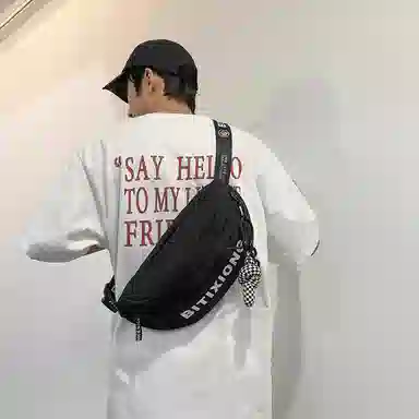 揽月 日系工装简约休闲纯色上课通勤百搭 尼龙 腰包 常规 男女同款情侣款 黑色/白色/红色/桔色