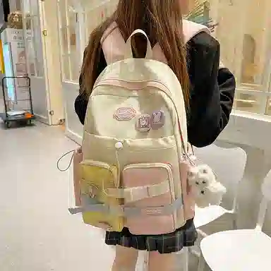 揽月 简约撞色可爱校园通勤 尼龙 双肩包 女款 多色