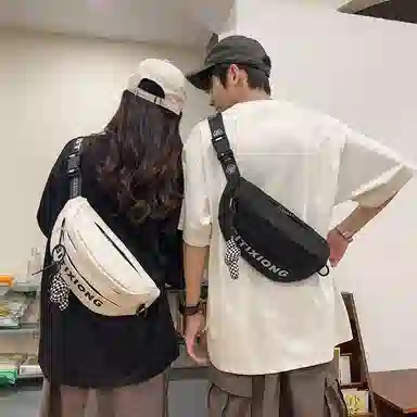 揽月 日系工装简约休闲纯色上课通勤百搭 尼龙 腰包 常规 男女同款情侣款 黑色/白色/红色/桔色