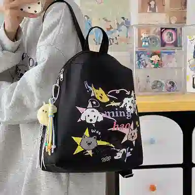 揽月 小众日系风撞色 尼龙 双肩包 男女同款情侣款 多色