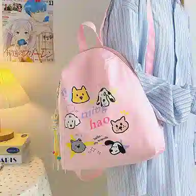 揽月 小众日系风撞色 尼龙 双肩包 男女同款情侣款 多色