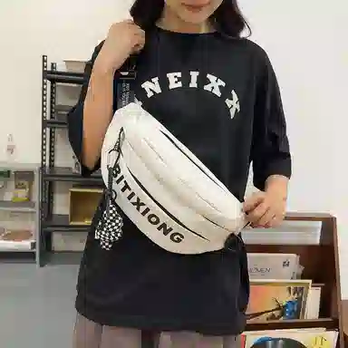 揽月 日系工装简约休闲纯色上课通勤百搭 尼龙 腰包 常规 男女同款情侣款 黑色/白色/红色/桔色