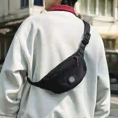 揽月 简约休闲慵懒风纯色涂鸦通勤百搭 尼龙 斜挎胸包 男女同款情侣款 多色