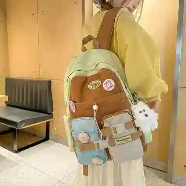 揽月 简约撞色可爱校园通勤 尼龙 双肩包 女款 多色