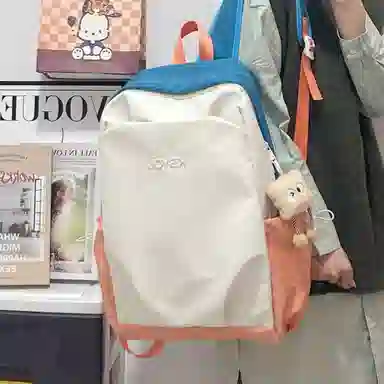 揽月 撞色简约学生通勤百搭 牛津布 书包背包双肩包 男女同款情侣款 多色