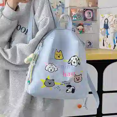 揽月 小众日系风撞色 尼龙 双肩包 男女同款情侣款 多色