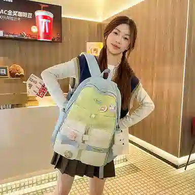 揽月 简约撞色可爱校园通勤 尼龙 双肩包 女款 多色