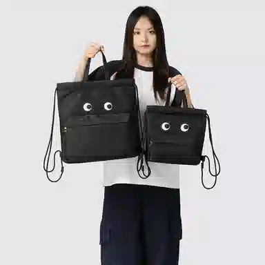 揽月 小众个性潮流简约百搭通勤 尼龙 背包双肩手提包 常规 男女同款情侣款 黑色