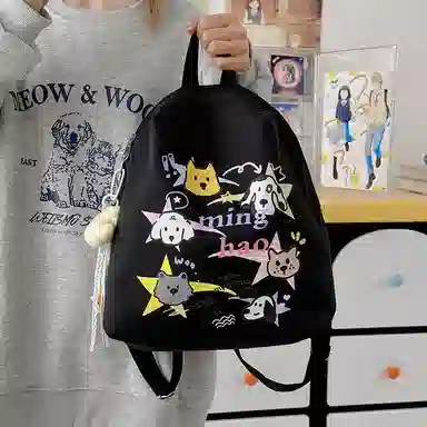 揽月 小众日系风撞色 尼龙 双肩包 男女同款情侣款 多色