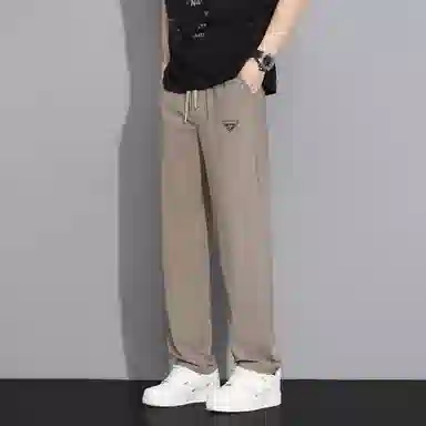 太子龍 三角标基础款松紧腰锦氨冰丝简约直筒休闲裤 男款