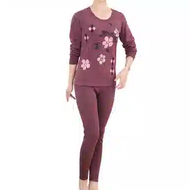 兰缪 圆领抗寒锁温耐磨舒适透气亲肤柔软保暖套装 女款