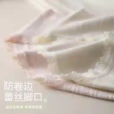 兰缪 纯棉抑菌无侧缝运动更舒适轻柔浪漫提花随意拉伸高回弹力蕾丝边马克龙色系学生韩式潮流内裤 女款