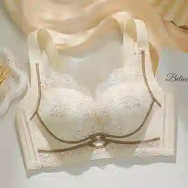 兰缪 时尚柔软蕾丝聚拢提拉上托侧收文胸 女款