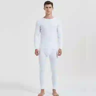 兰缪 韩式绅士简约棉质高弹力舒适贴身透气百搭打底秋衣秋裤家居服睡衣保暖套装 男款