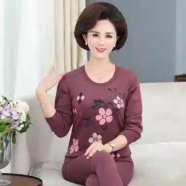 兰缪 圆领抗寒锁温耐磨舒适透气亲肤柔软保暖套装 女款