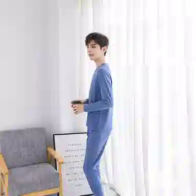 兰缪 青少年秋衣秋裤双面磨毛柔软黑科技阳离子抗寒保温透气舒适保暖套装 男款