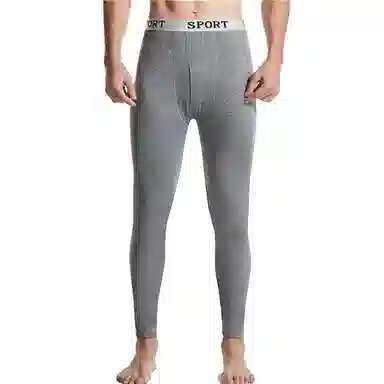 兰缪 魅力初冬潮男字母腰带运动风修身防寒吸汗透气百搭长裤秋裤不加绒保暖裤 男款