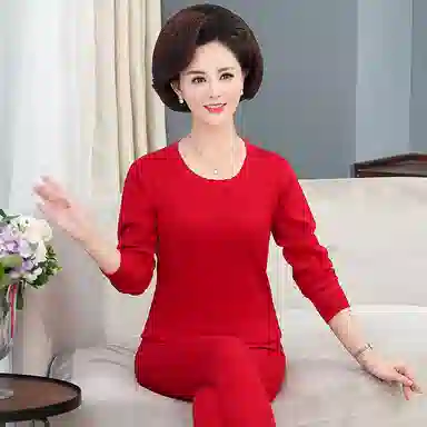 兰缪 圆领抗寒锁温耐磨舒适透气亲肤柔软保暖套装 女款