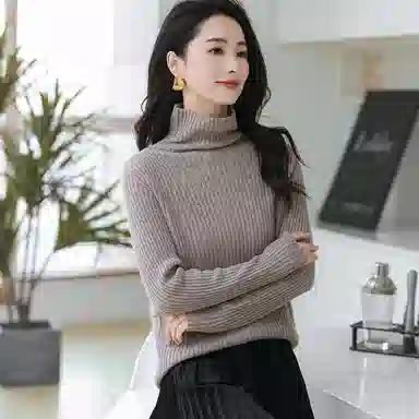 恒源祥 经典高领纯色套头长袖毛衣 女款