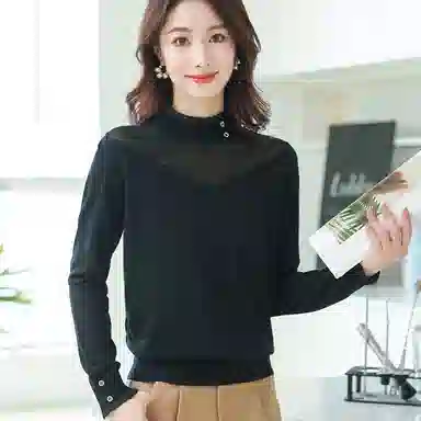 恒源祥 半高领纯色长袖针织衫 女款