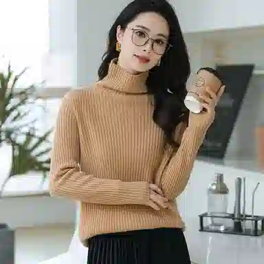 恒源祥 经典高领纯色套头长袖毛衣 女款