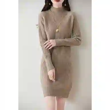 恒源祥 百搭半高领纯色长袖针织衫 女款