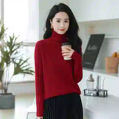 恒源祥 经典高领纯色套头长袖毛衣 女款