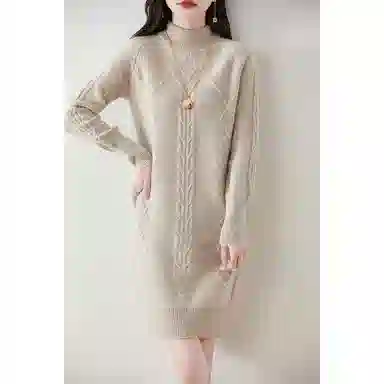 恒源祥 百搭半高领纯色长袖针织衫 女款