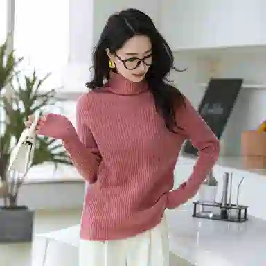 恒源祥 经典高领纯色套头长袖毛衣 女款