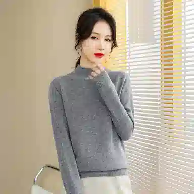 恒源祥 半高领套头纯色长袖毛衣 女款