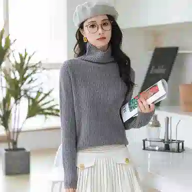 恒源祥 经典高领纯色套头长袖毛衣 女款