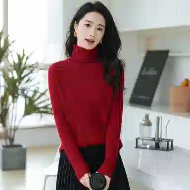 恒源祥 经典高领纯色套头长袖毛衣 女款