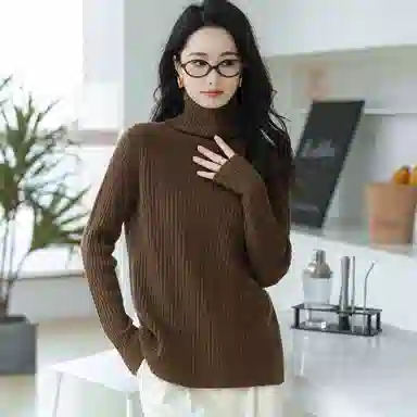 恒源祥 经典高领纯色套头长袖毛衣 女款