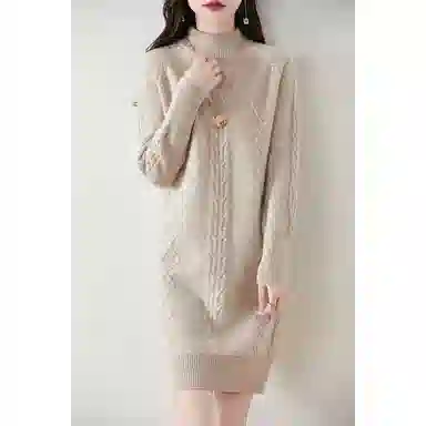 恒源祥 百搭半高领纯色长袖针织衫 女款