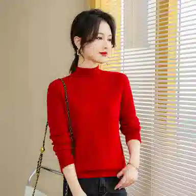 恒源祥 半高领套头纯色长袖毛衣 女款