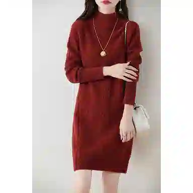 恒源祥 百搭半高领纯色长袖针织衫 女款