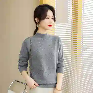 恒源祥 半高领套头纯色长袖毛衣 女款