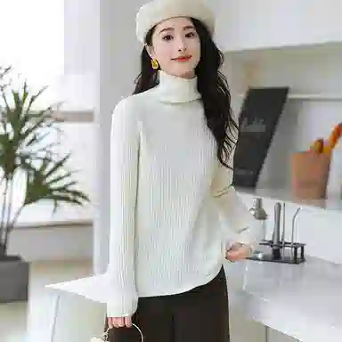 恒源祥 经典高领纯色套头长袖毛衣 女款