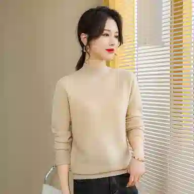 恒源祥 半高领套头纯色长袖毛衣 女款