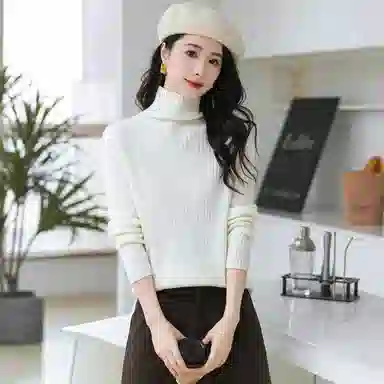 恒源祥 经典高领纯色套头长袖毛衣 女款