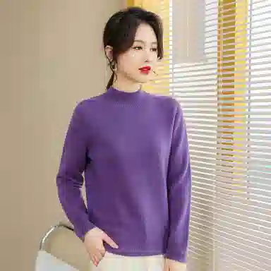 恒源祥 半高领套头纯色长袖毛衣 女款