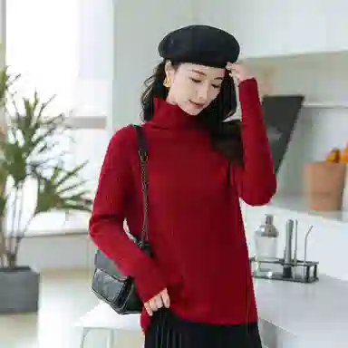 恒源祥 经典高领纯色套头长袖毛衣 女款