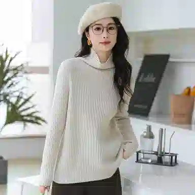 恒源祥 经典高领纯色套头长袖毛衣 女款