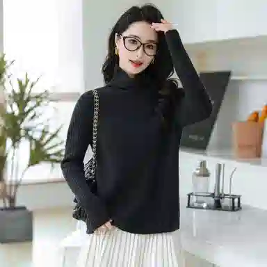 恒源祥 经典高领纯色套头长袖毛衣 女款