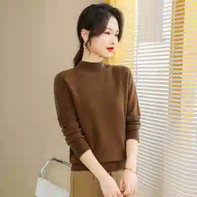 恒源祥 半高领套头纯色长袖毛衣 女款