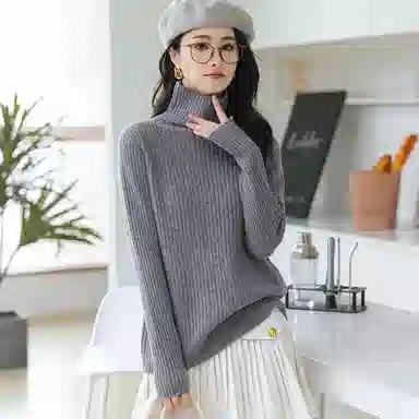 恒源祥 经典高领纯色套头长袖毛衣 女款