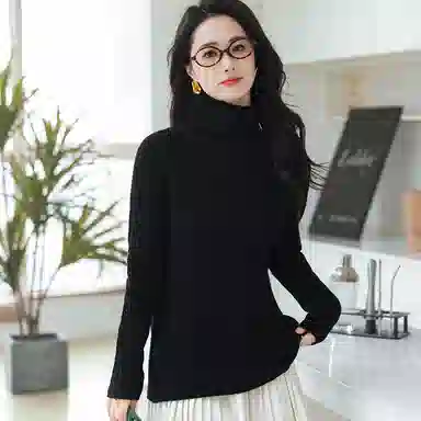 恒源祥 经典高领纯色套头长袖毛衣 女款