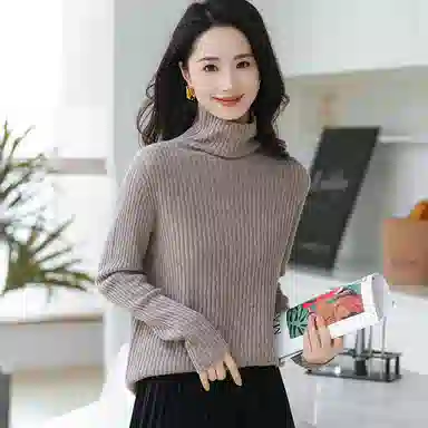 恒源祥 经典高领纯色套头长袖毛衣 女款