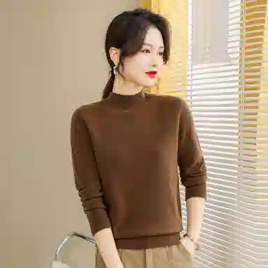 恒源祥 半高领套头纯色长袖毛衣 女款